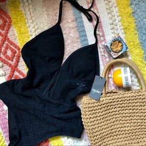 Crochet Halter One Piece Swimsuit